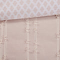 3 Piece Cotton Jacquard Comforter Set Blush Full Queen Queen Blush Cotton
