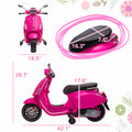 Qaba Vespa Licensed Electric Motorcycle For Kids, 6V Toddler Motorcycle, Battery Operated Motorbike For Kids With Music, Fm Radio, Headlight, Single Button Start For 3 6 Years, Pink Pink Plastic