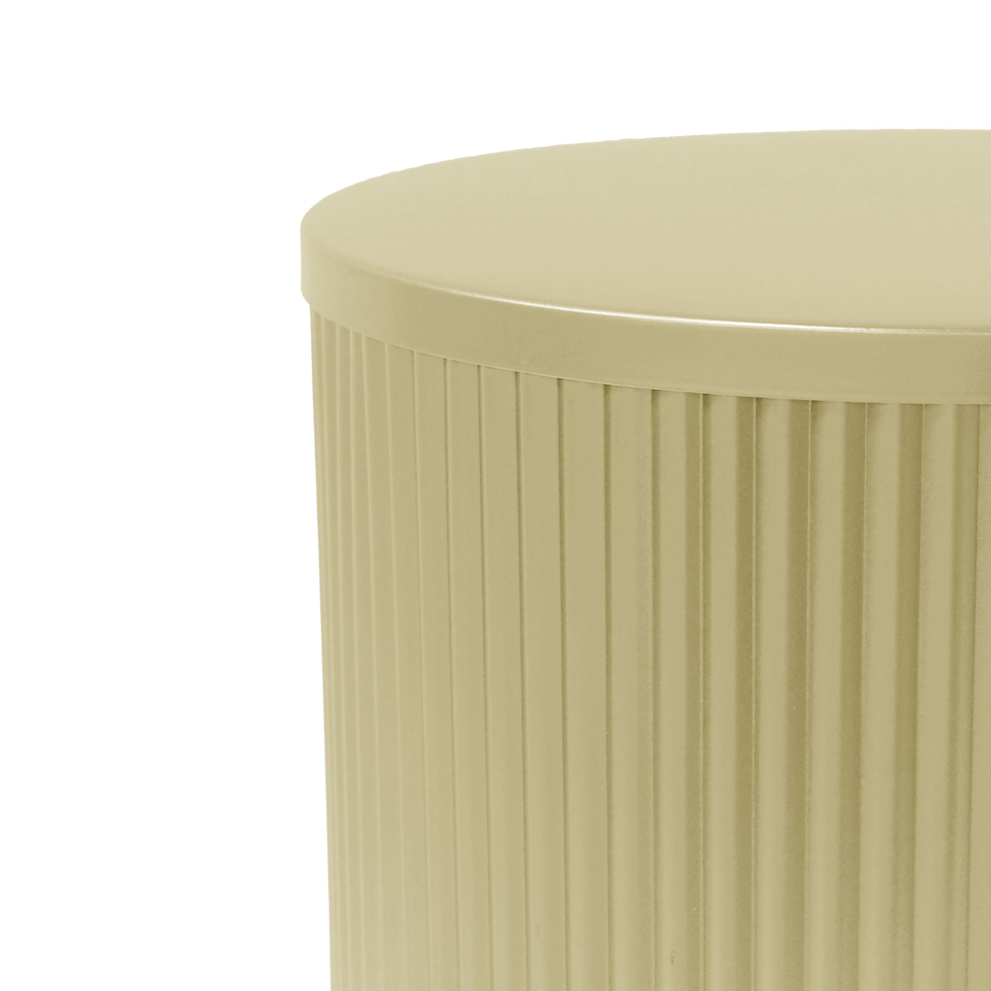 Golden Round Side Table With Vertical Stripes Gold Iron