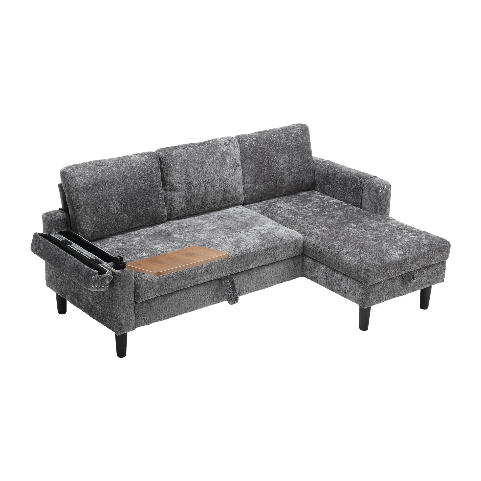 United Sectional Sofa Reversible Sectional Sleeper Sectional Sofa With Storage Chaise Gray Chenille