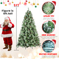 9Ft Scotch Pine Christmas Tree, Premium Frosted Pre Decorated Artificial Holiday Decor W 2,518 Branch Tips, Xmas Trees For Holiday Party Decoration Green Polyvinyl Chloride