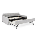 Full Size Upholstery Daybed With Twin Size Erectable Trundle And Usb Charging Design, Linen Beige Box Spring Not Required Full Beige Bedroom Linen Linen