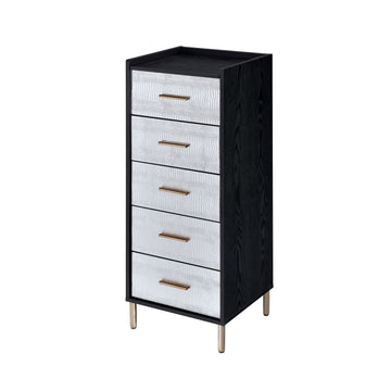 Black And Silver 4 Drawer Jewelry Armoire With Lift Top Black Silver Bedroom Modern Wood Metal