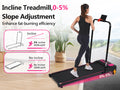 Folding Walking Pad Under Desk Treadmill For Home Office 2.5Hp Walking Treadmill With Incline 0.5 7.5Mph 300Lbs Capacity Treadmill For Walking Running Two Ways To Adjust Speed Indoor Fitness Pink