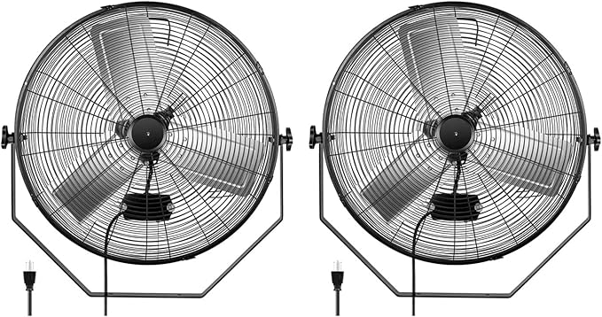 24 Inch Industrial Wall Mount Fan, 3 Speed Commercial Ventilation Metal Fan For Warehouse, Greenhouse, Workshop, Patio, Factory And Basement High Velocity, Black Black Metal