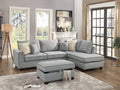 Beautiful 3 Pcs Sectional Sofa Light Grey Dorris Fabric Cushion Sofa Chaise Ottoman Reversible Couch Pillows Living Room Furniture Light Grey Wood Primary Living Space Cushion Back Contemporary,Modern L Shaped Rubberwood Particle Board 5 Seat