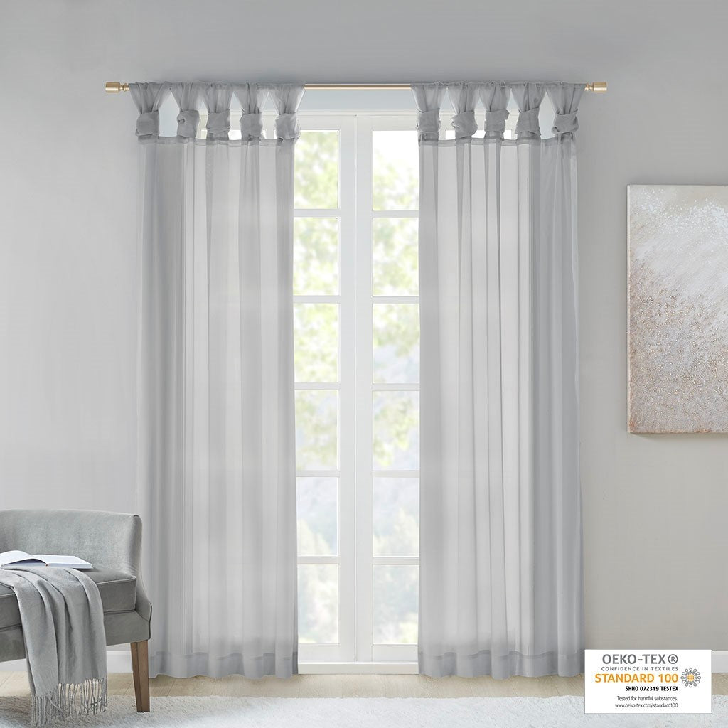 Twist Tab Voile Sheer Window Pair Light Grey Polyester