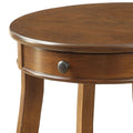 Walnut End Table With 1 Drawer Walnut Primary Living Space Transitional Drawers Round Wood