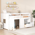 Twin Bed, Solid Wood Twin Size Low Loft Bed With Stair, Drawer, And Shelf Of White Color Twin White Pine