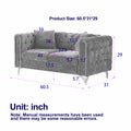 Chenille Pull Buckle Design Sofa For Living Room,Buttons Tufted With Copper Nail Decoration Armrest, Modern Couch Upholstered Button And Metal Legs Black Foam Chenille 5 Seat