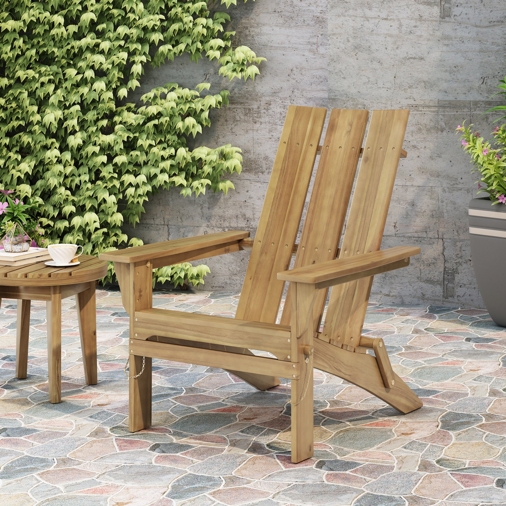 Zuma Foldable Adirondack Chair Natural Wood