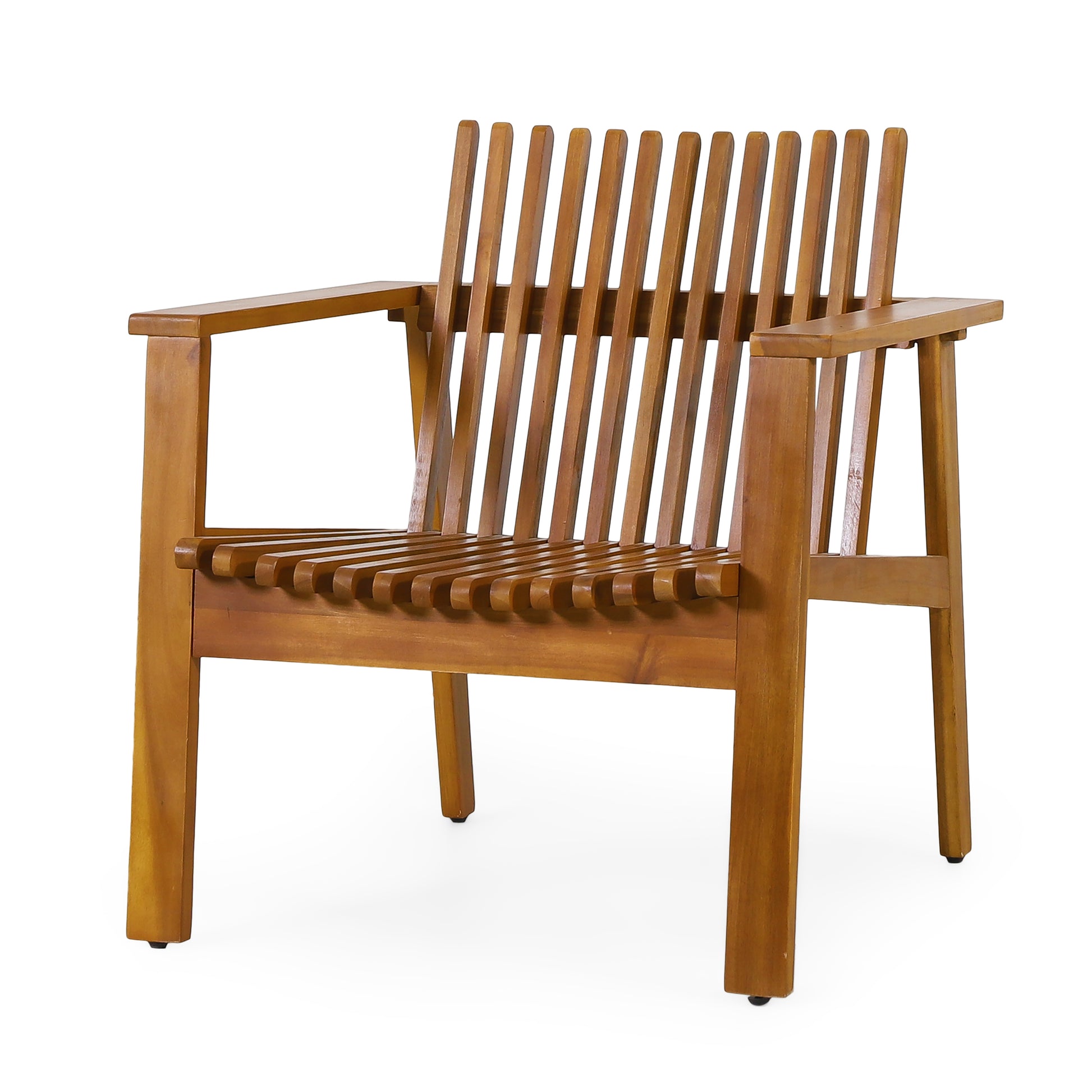 Outdoor Acacia Wood Slatted Club Chairs, Set Of 2, Teak Finish, Acacia Wood, 30"D X 28"W X 30.75"H Brown Acacia Wood