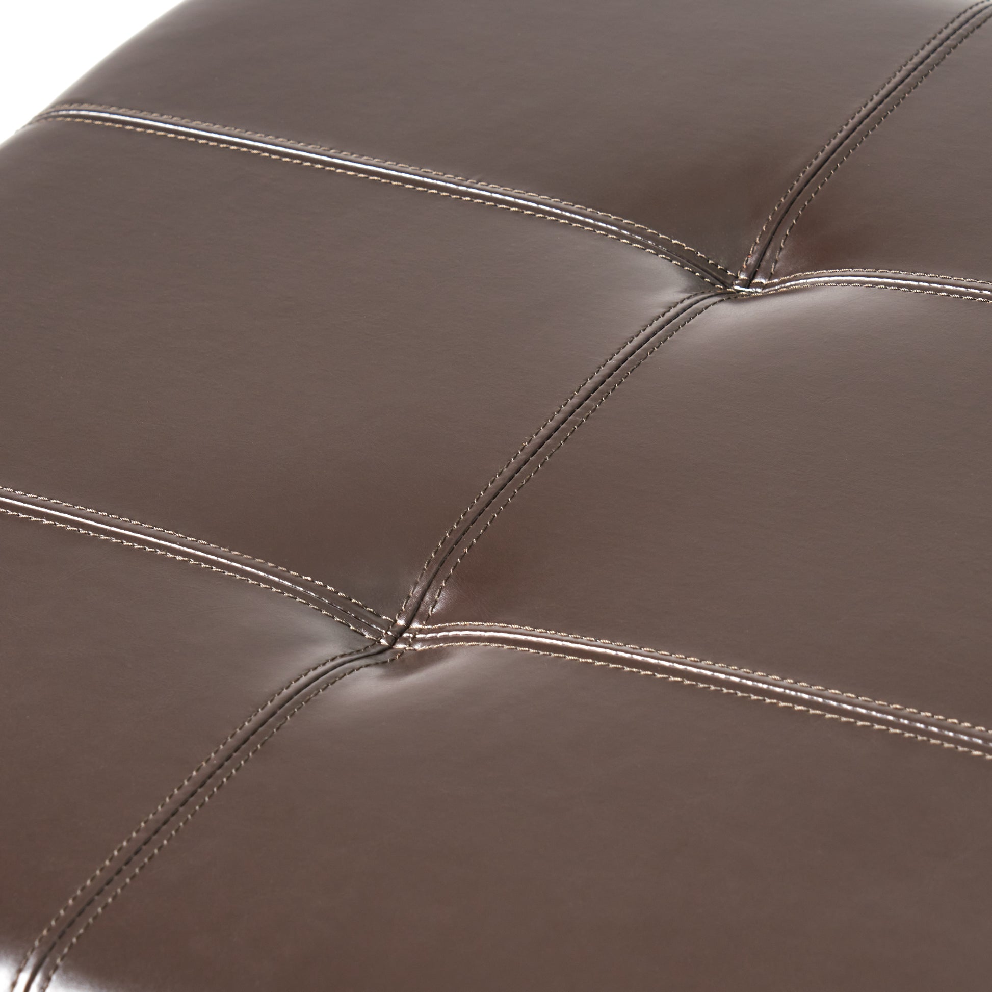 Alfred Ottoman Dbl Top Brown Pu Leather