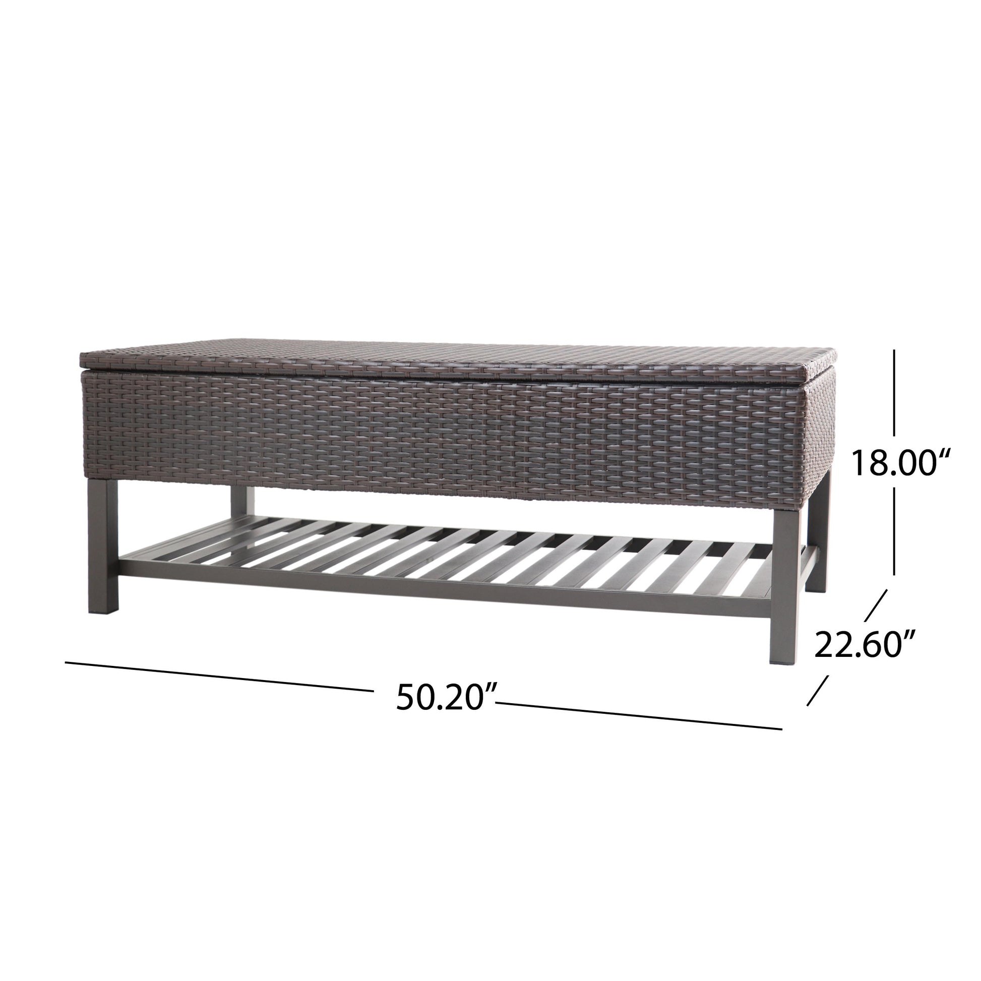 Regent Storage Bench With Metal Rack Brown Multi Rattan