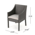 Antibes Dining Chair Grey Grey Silver Pe Rattan Iron Waterproof Fabric