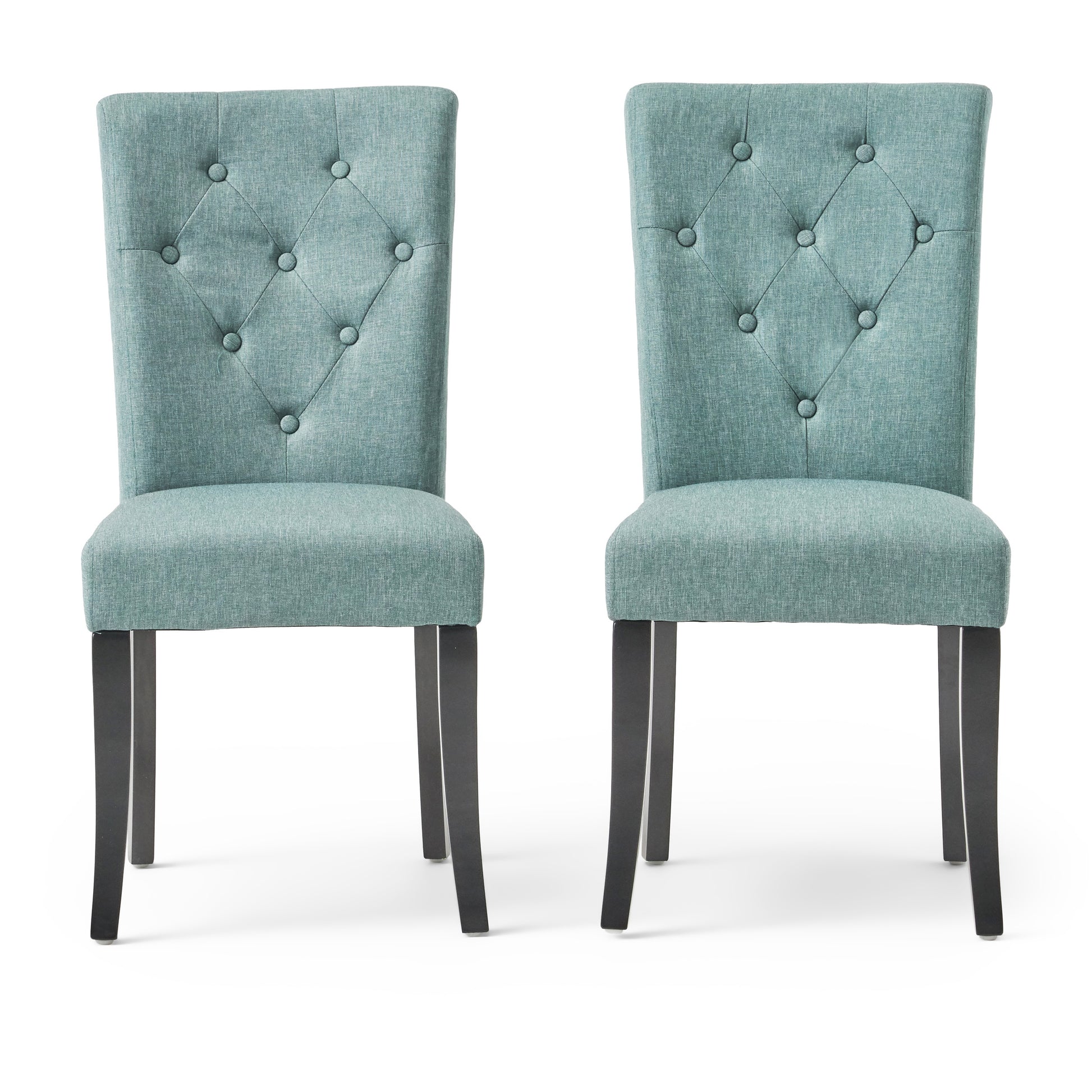 Dining Chair Set Of 2 Blue Fabric