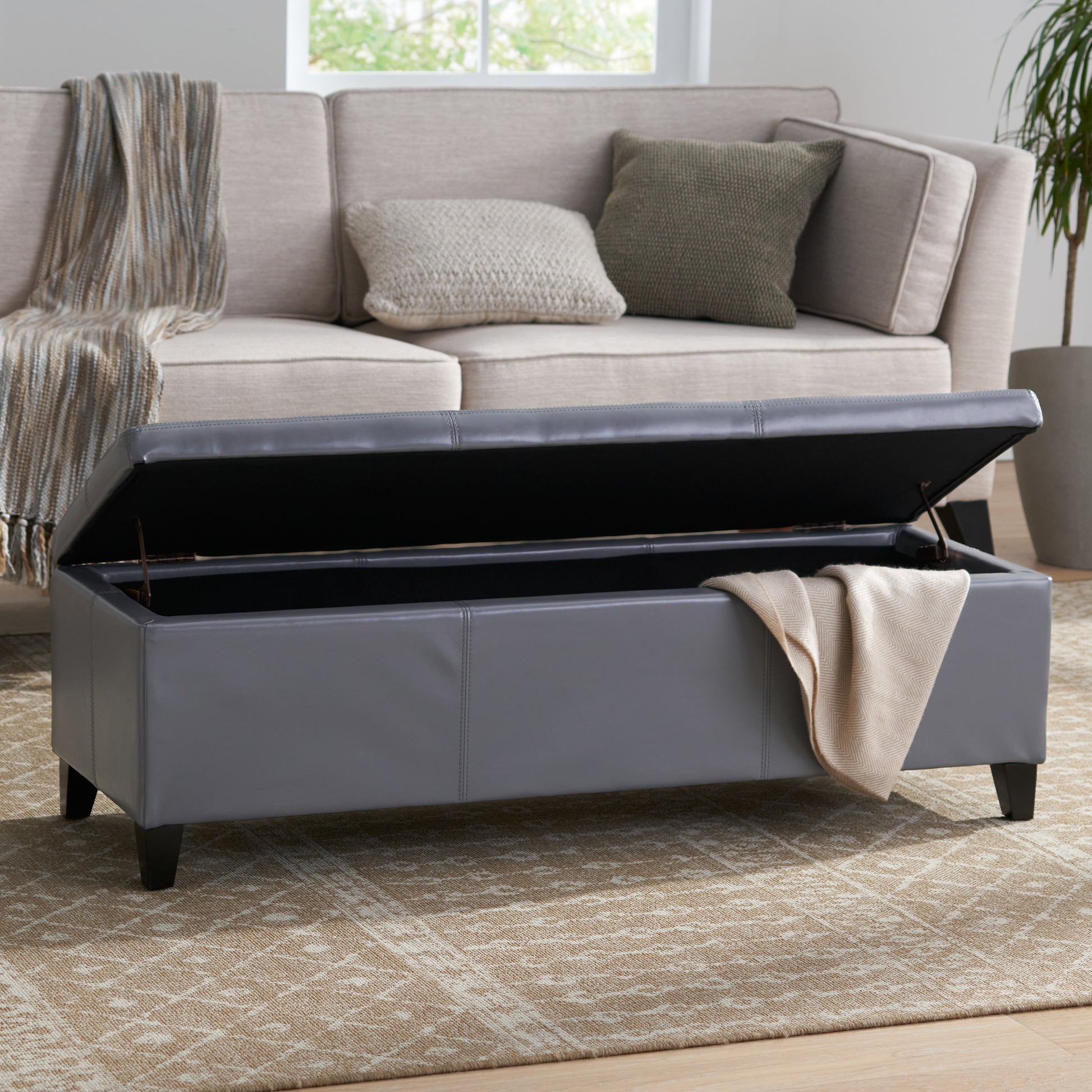 Glouster Storage Ottoman V2 Grey Pu