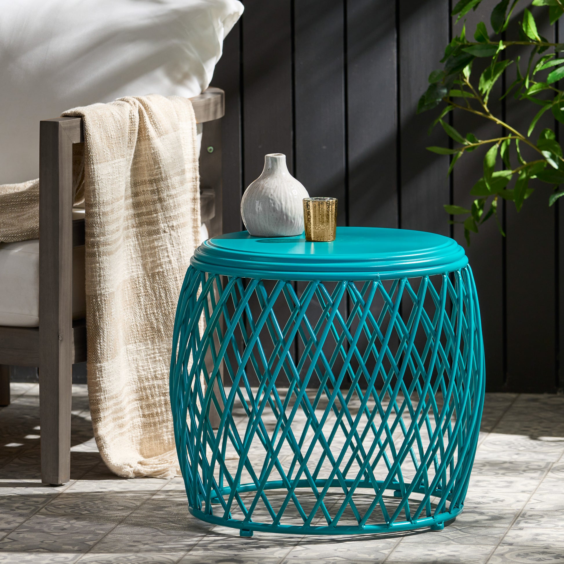 Alamera 19.75 Side Table Teal Iron