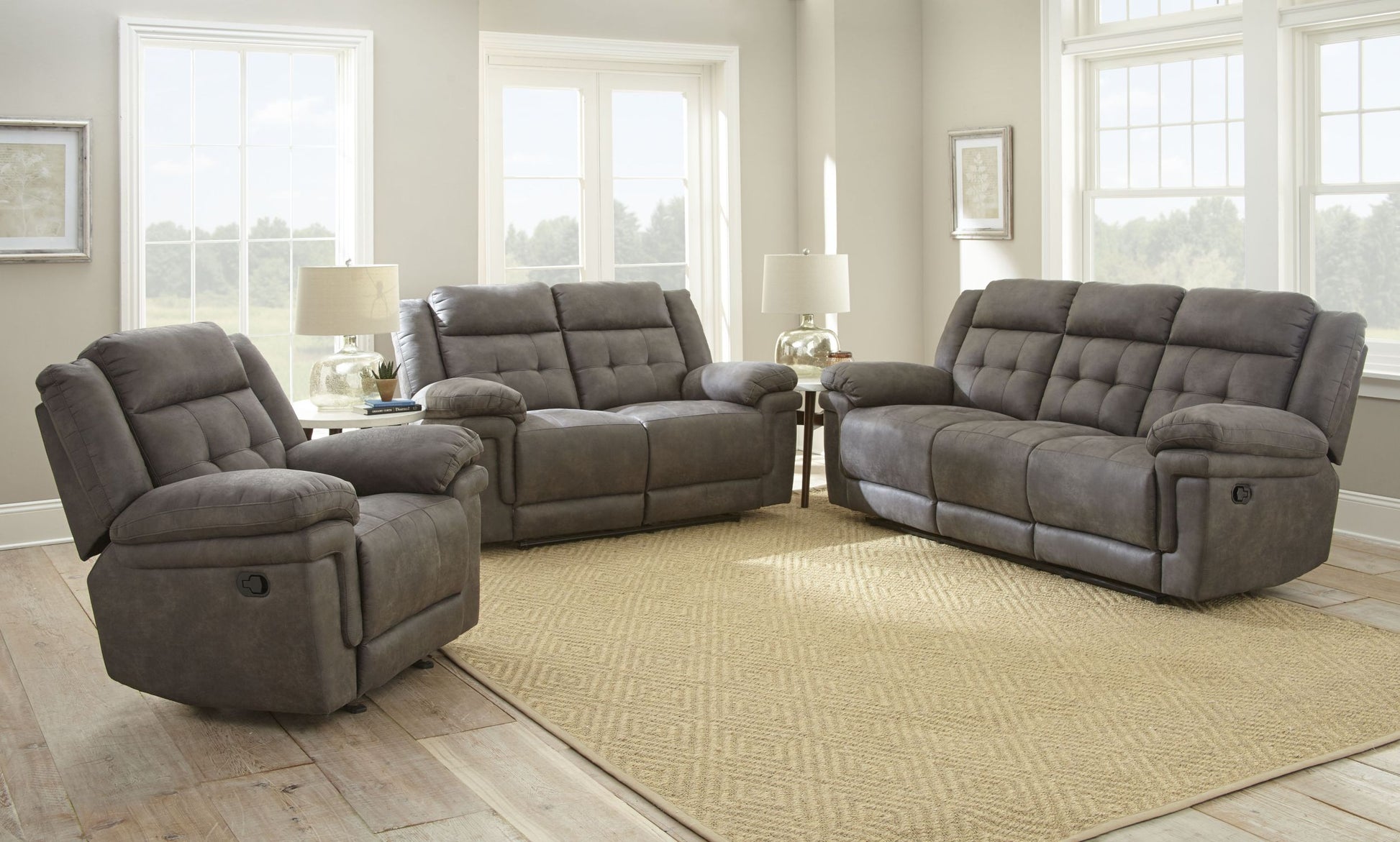 Anastasia Recliner Loveseat Gray Gray Fabric 2 Seat