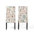 Dining Chair White Blue Fabric