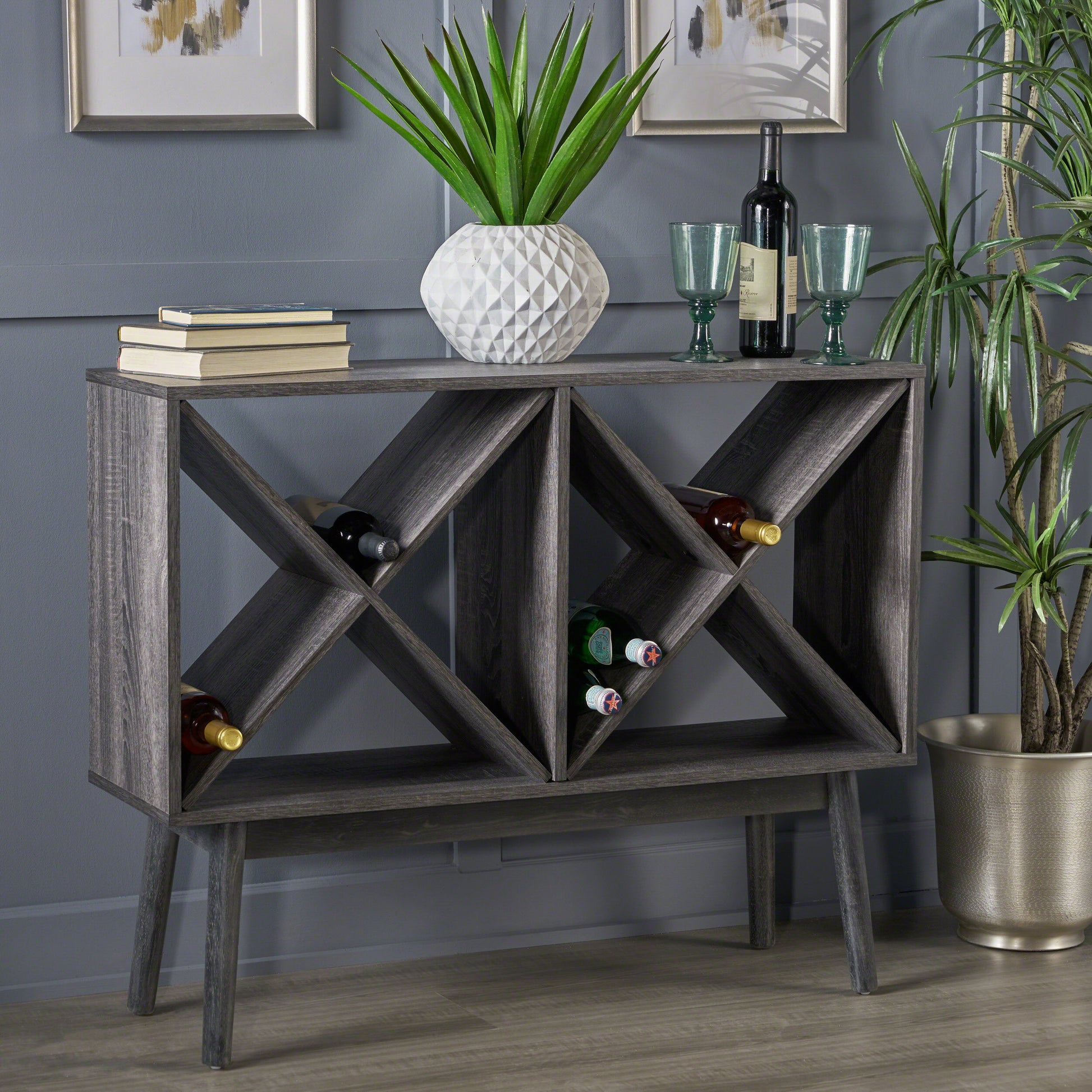 Wine Cabinet Grey Wood