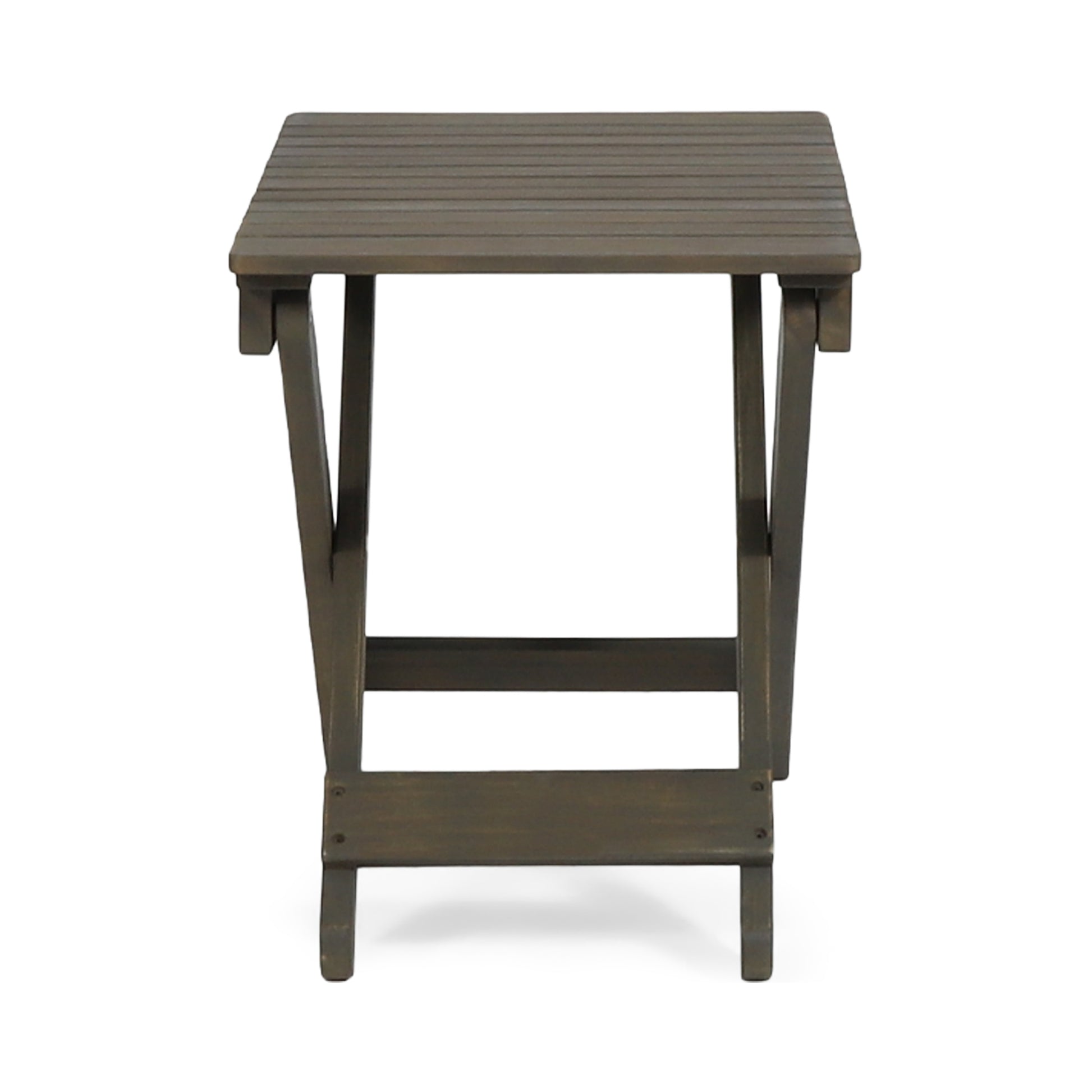 Outdoor Folding Wooden Side Table, Gray, 15"D X 22.75"W X 18.25"H Gray Acacia Wood