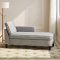 Right Chaise Lounge Light Grey Fabric 3 Seat