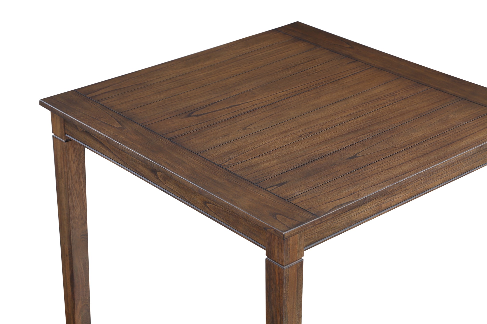 Compact Farmhouse 5 Pack Counter Dining Set Plank Effect Table Top Shaped Counter Stool Seat Perfect For Apartments Or Smaller Homes Chestnut Wood