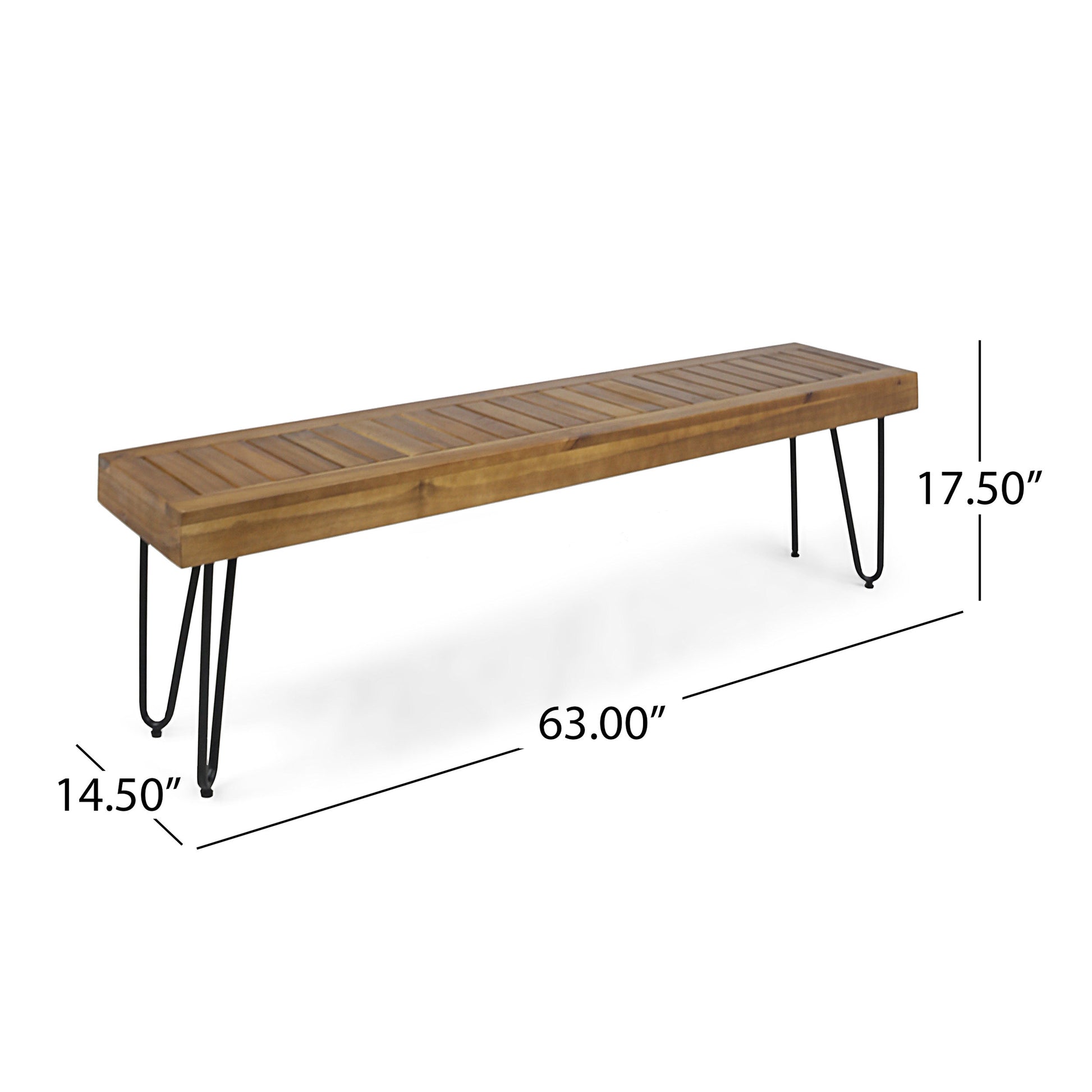 Jane Industrial Wood And Metal Bench Black Metal & Wood