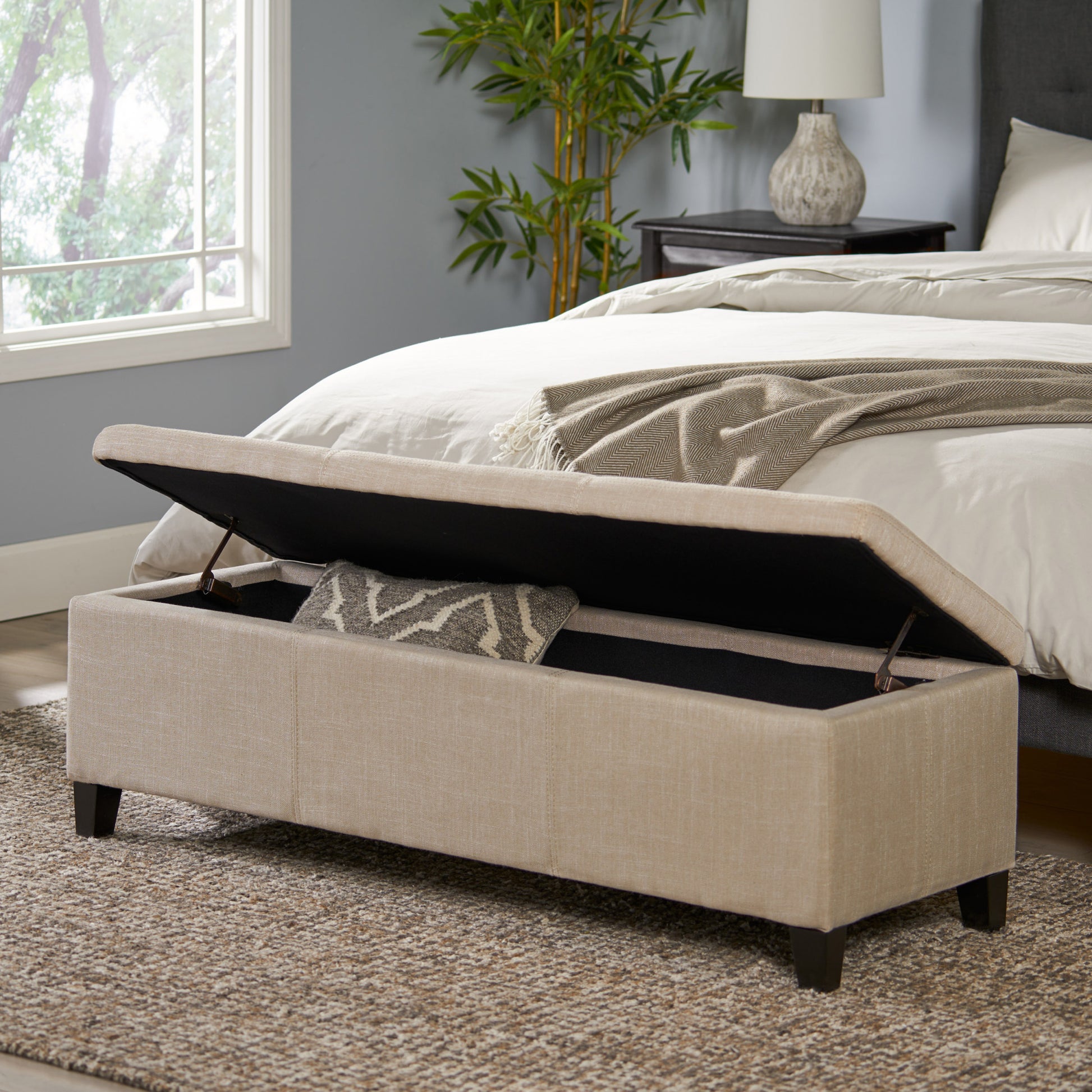 Glouster Storage Ottoman V2 Light Beige Fabric