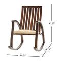 Acacia Wood Rocking Chair With Cushion Brown Acacia Wood