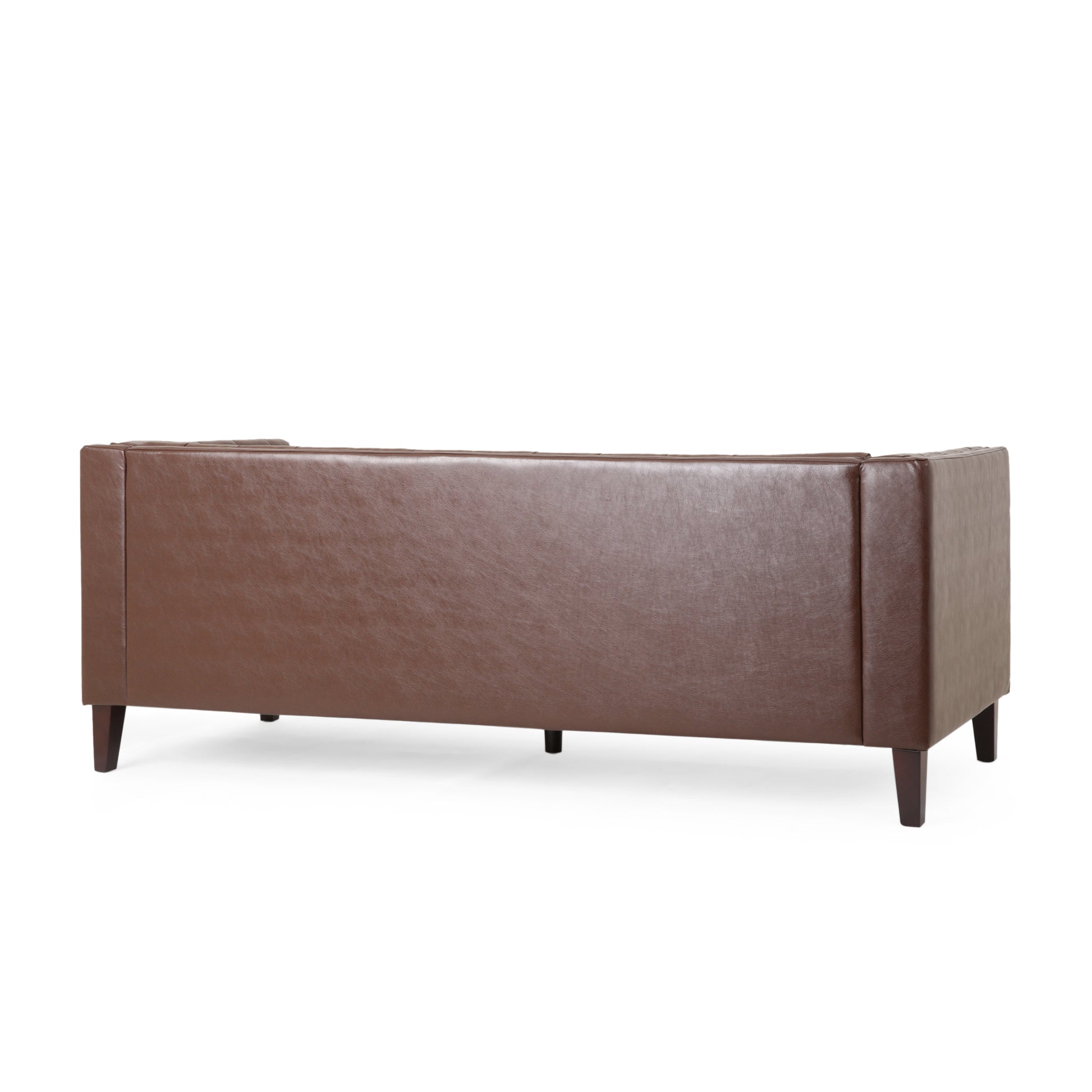 Mirod Comfy 3 Seat Sofa With Tufted Backmodern For Living Room Dark Brown Pu 3 Seat