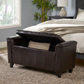 Alden Armed Storage Bench Brown Pu Leather