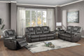 Katrine Pu Manual Sofa Charcoal Black Faux Leather 3 Seat