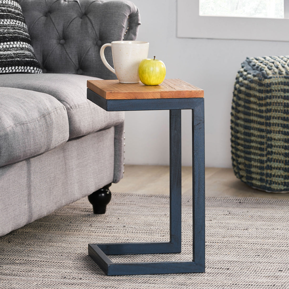 Accent Table Small Black Wood