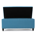 Storage Ottoman Teal Fabric