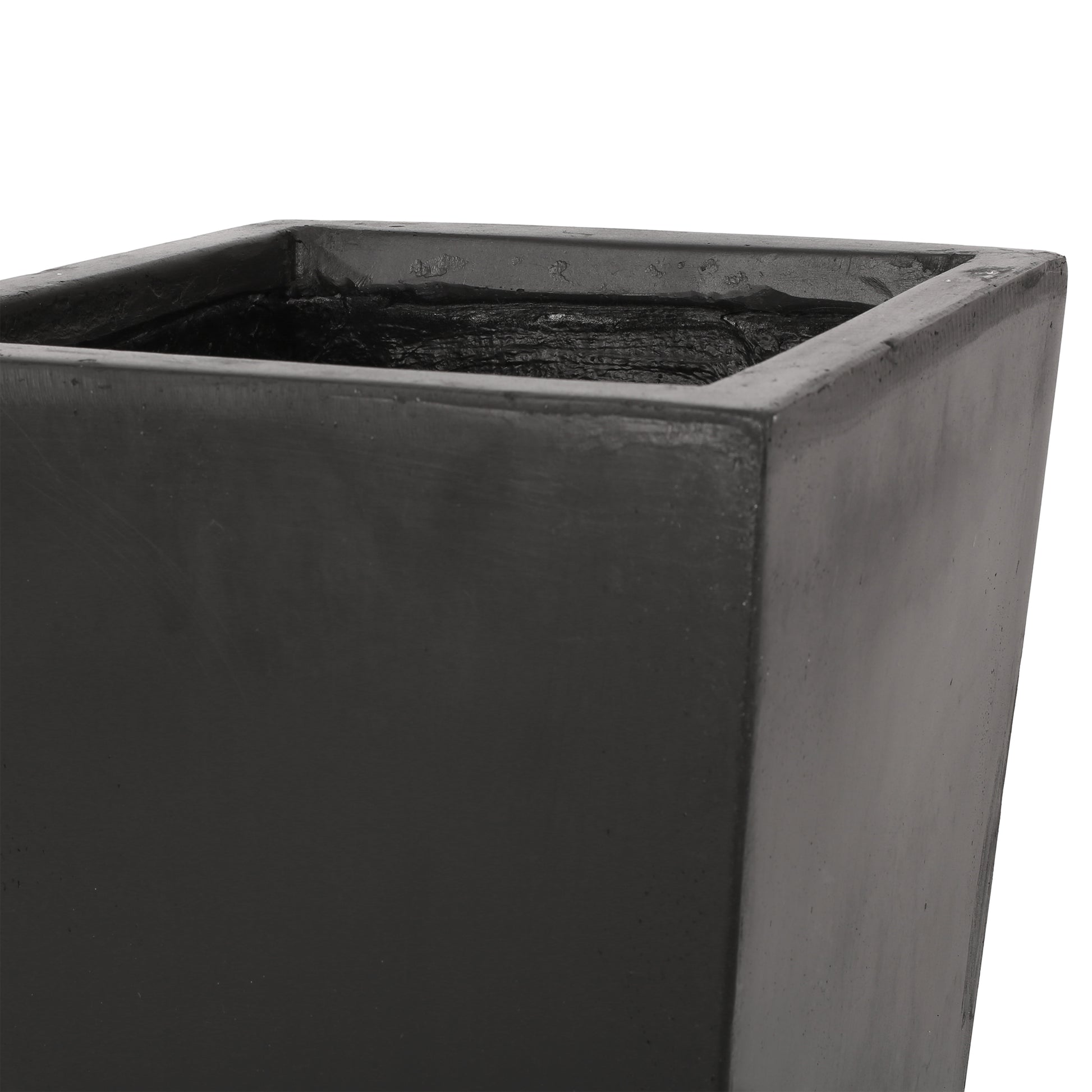 13" X 32.5" Outdoor Modern Mgo Cast Stone Planter, Black Black Magnesium Oxide