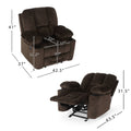 Luxurious Manual Recliner Chair In Chocolate With Skin Friendly Fabric And Dual Cup Holders Chocolate Fabric