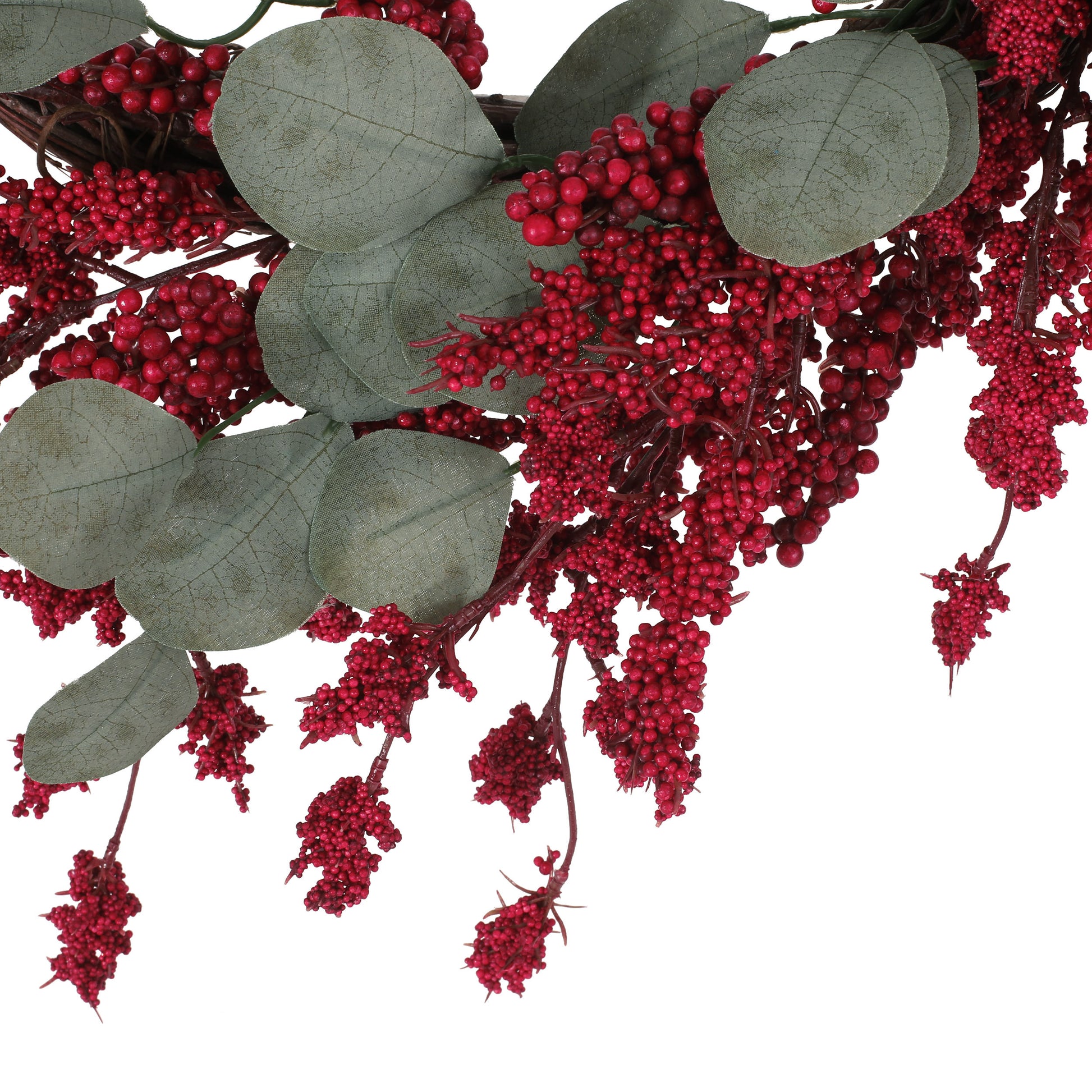 29" Eucalyptus Berry Wreath Red Polyester