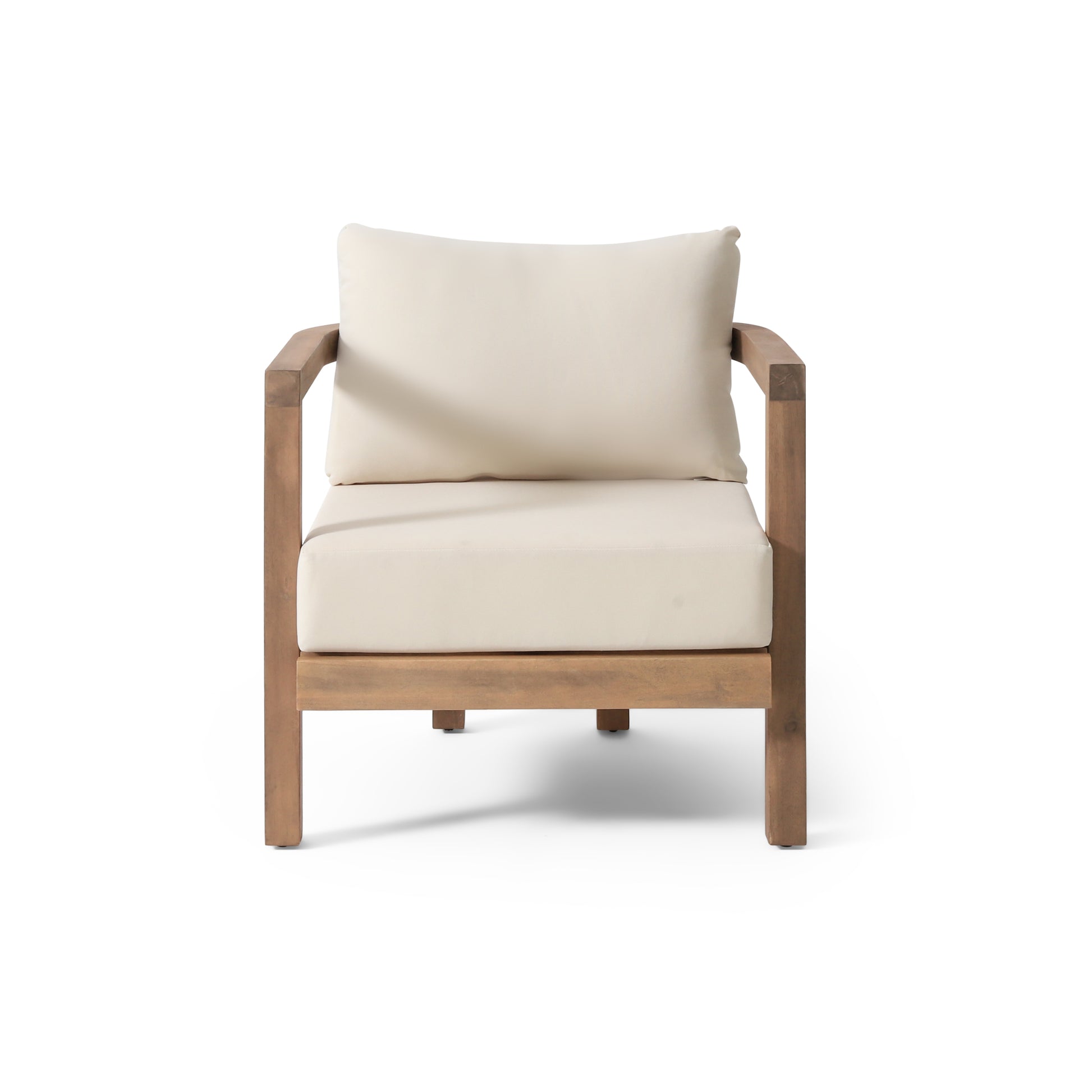 Set Of 2 Outdoor Acacia Wood Patio Club Chair, Patio Furniture,Waterproof Thick Cushion Deep Seating For Porch, Garden, Backyard, Balcony, Weight Capacity 400Lbs, Brown Wash, Beige Cushion Yes Deep Seating Brown Beige Garden & Outdoor 2 Person Seating