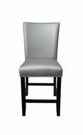 Camila Pu Counter Chair Set Of 2 Silver Silver White Wood