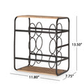 Wine Rack Black Natural Mdf Metal