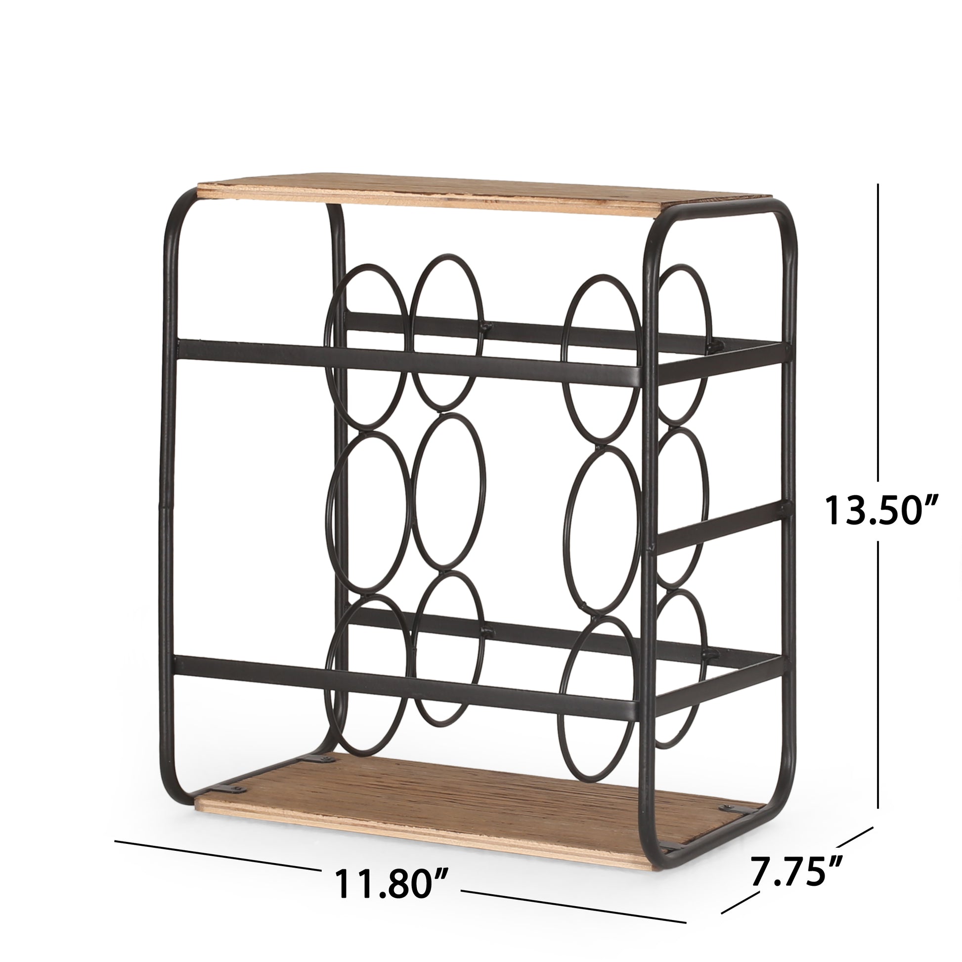 Wine Rack Black Natural Mdf Metal