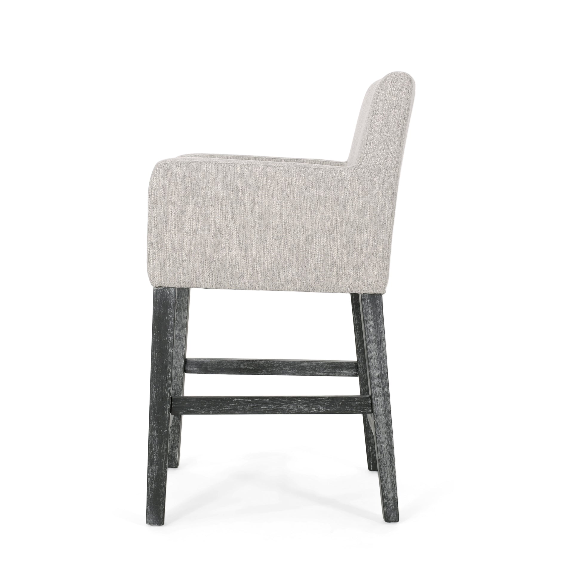 Set Of 2 Upholstered 26 Inch Counter Stool Light Gray Gray Light Grey Set Of 2 Fabric