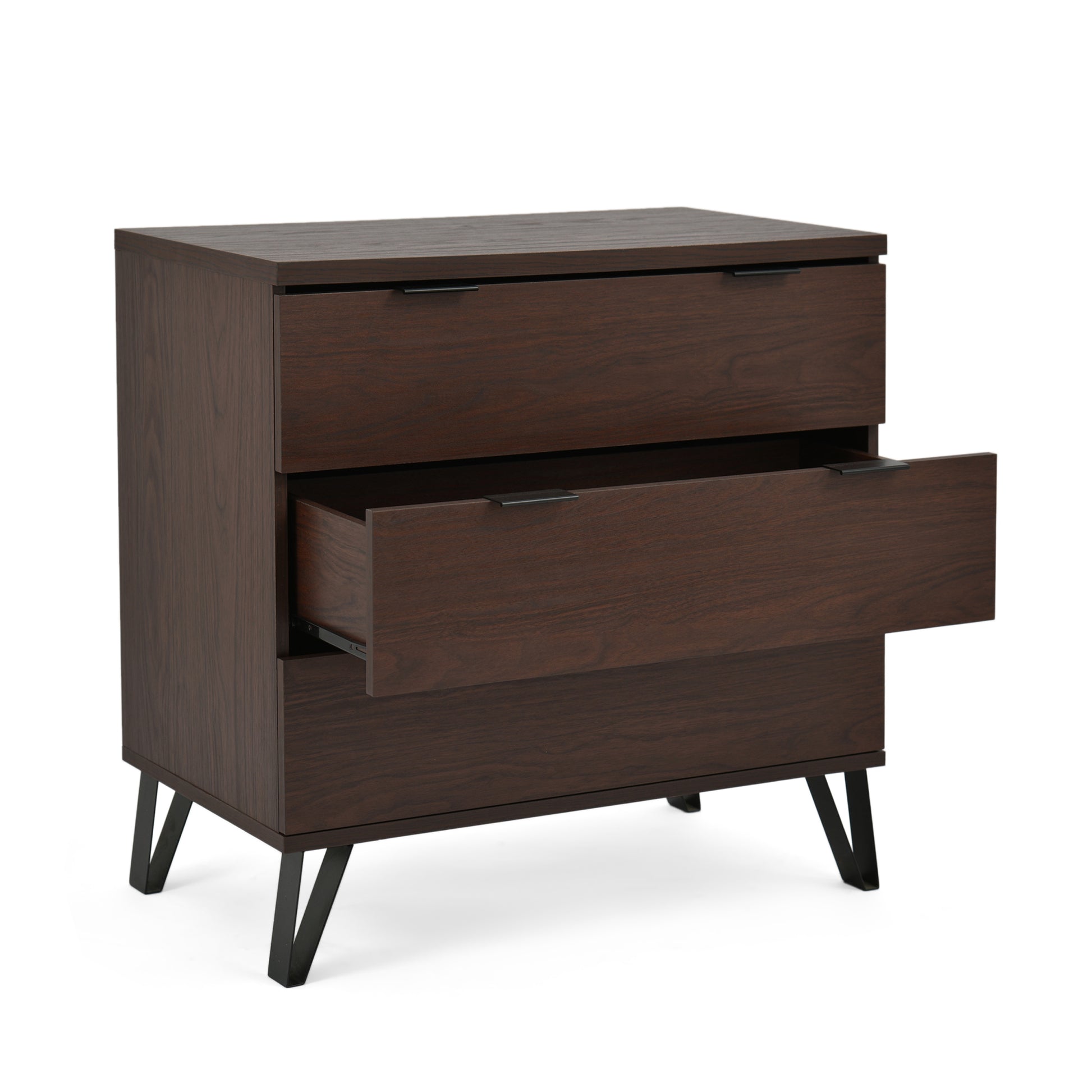 3 Drawer Wide Chest Walnut Mdf