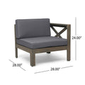 Alcove Lshape Sofa Set, Dark Grey Dark Grey Seats 4 Acacia Wood