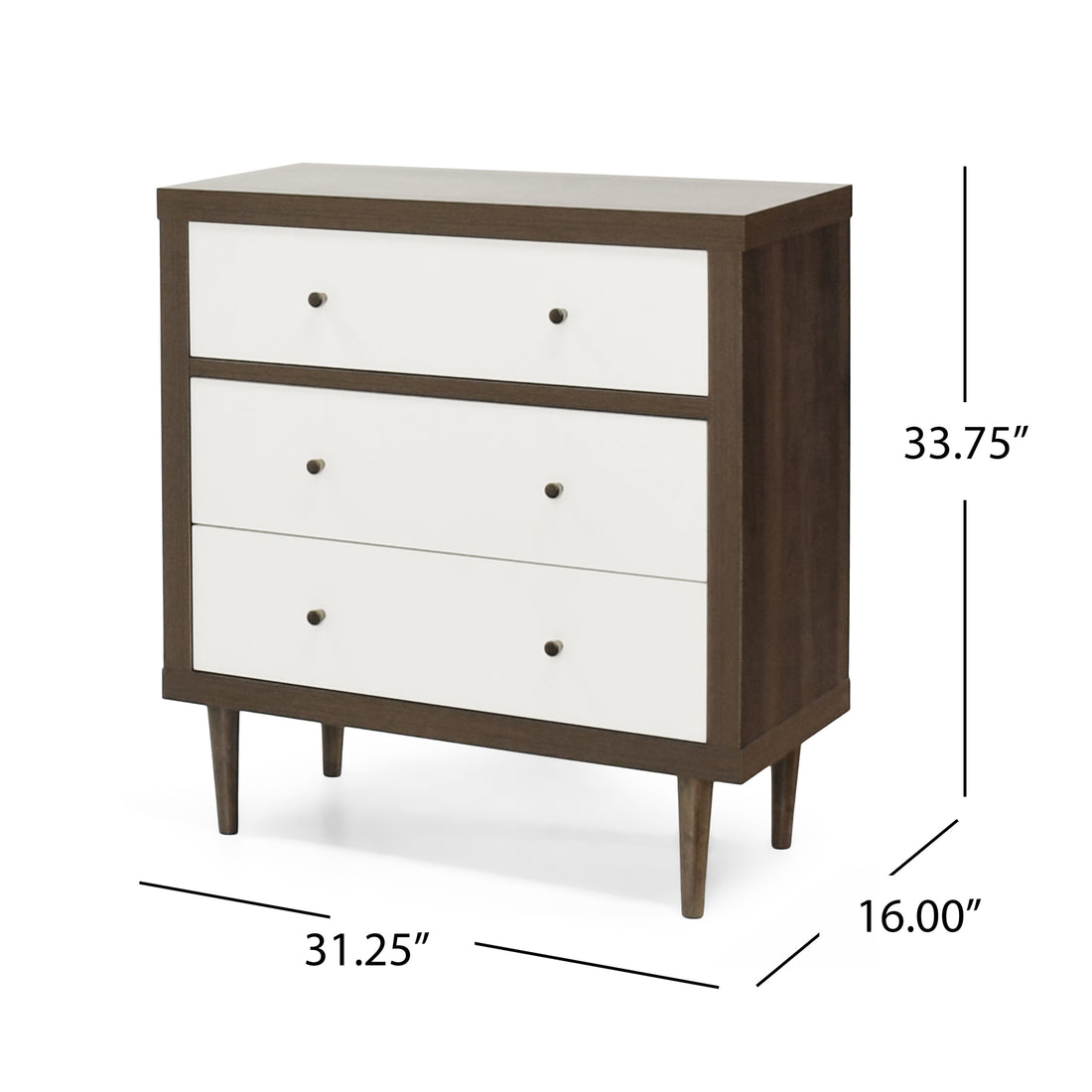 Nordic 3 Drawer Chest Walnut Mdf