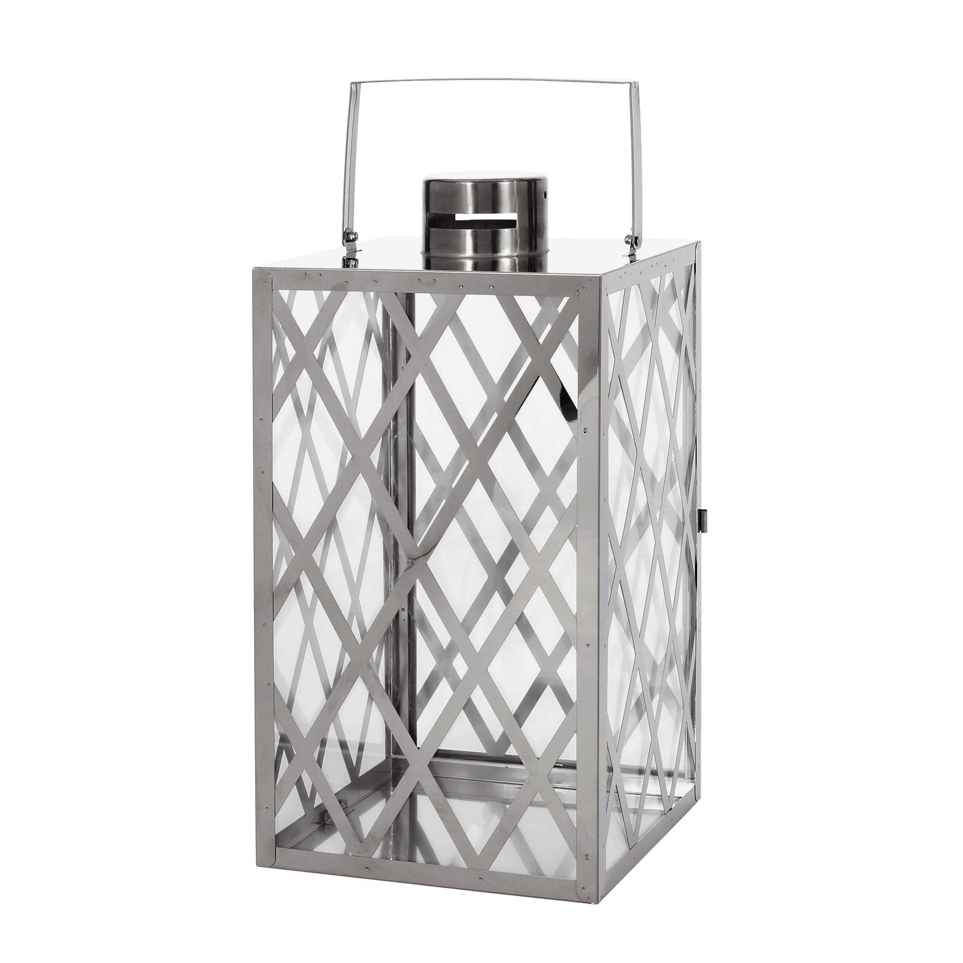 Anton 18"H Stainless Steel Lantern Silver Stainless Steel