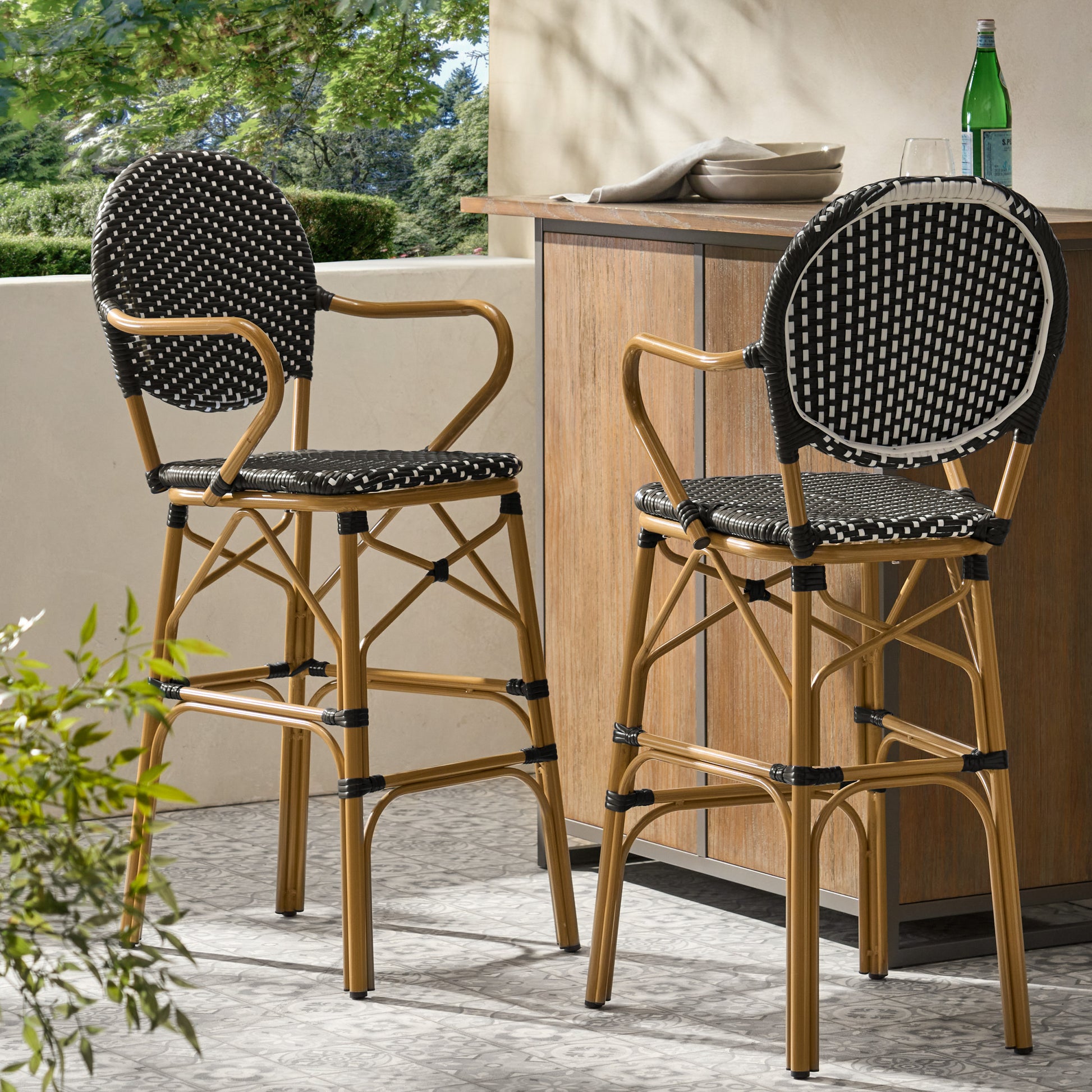 Barstool Black Wicker