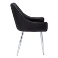 Dining Chair, Set Of 2, Side, Upholstered, Kitchen, Dining Room, Black Leather Look, Chrome Metal, Contemporary, Modern Black Foam Faux Leather